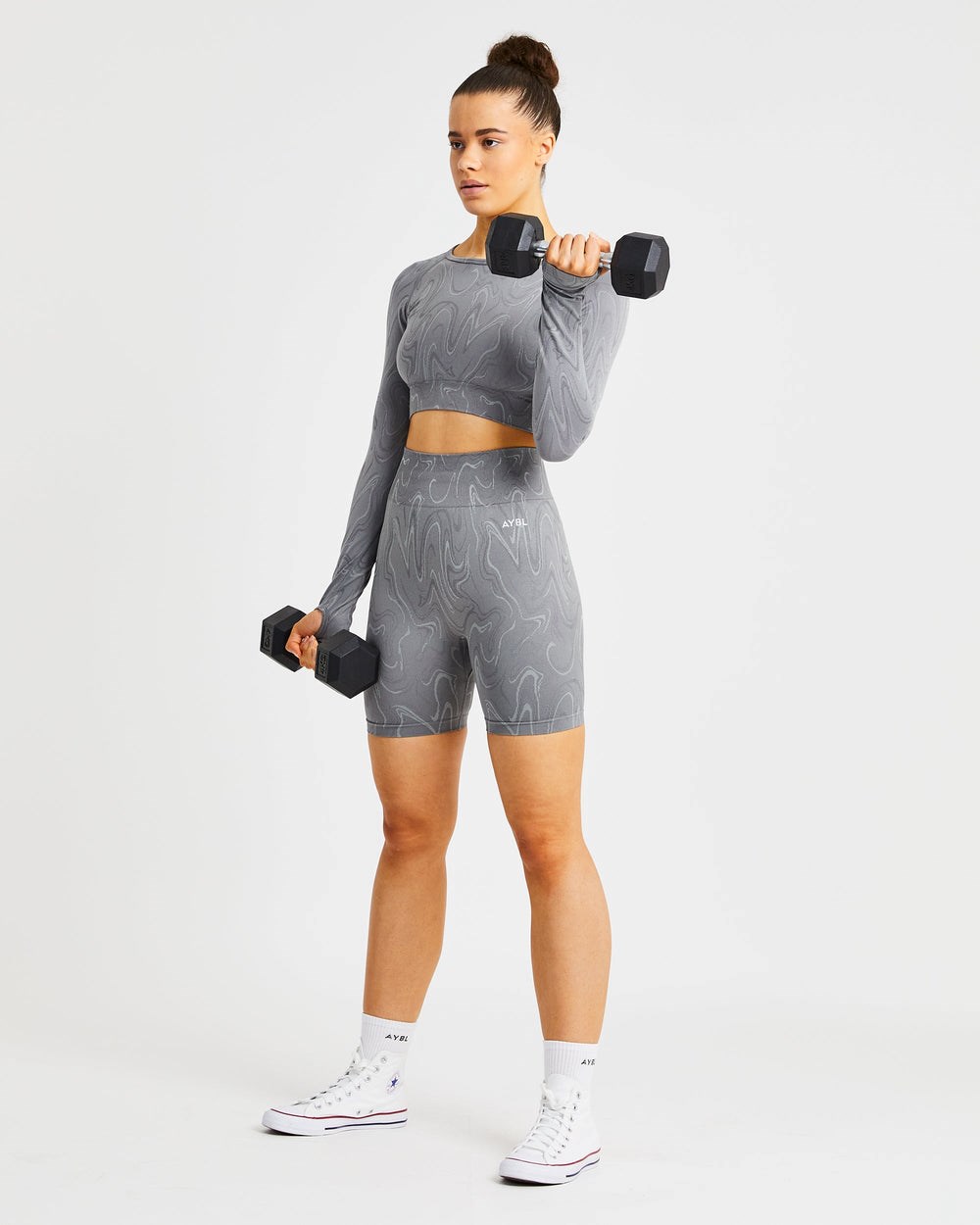 AYBL Velocity Seamless Long Sleeve Crop Top Grå | 3240-GDYKM